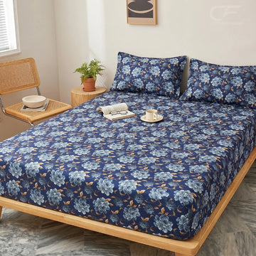 Midnight Bloom Floral Printed Fitted Sheet