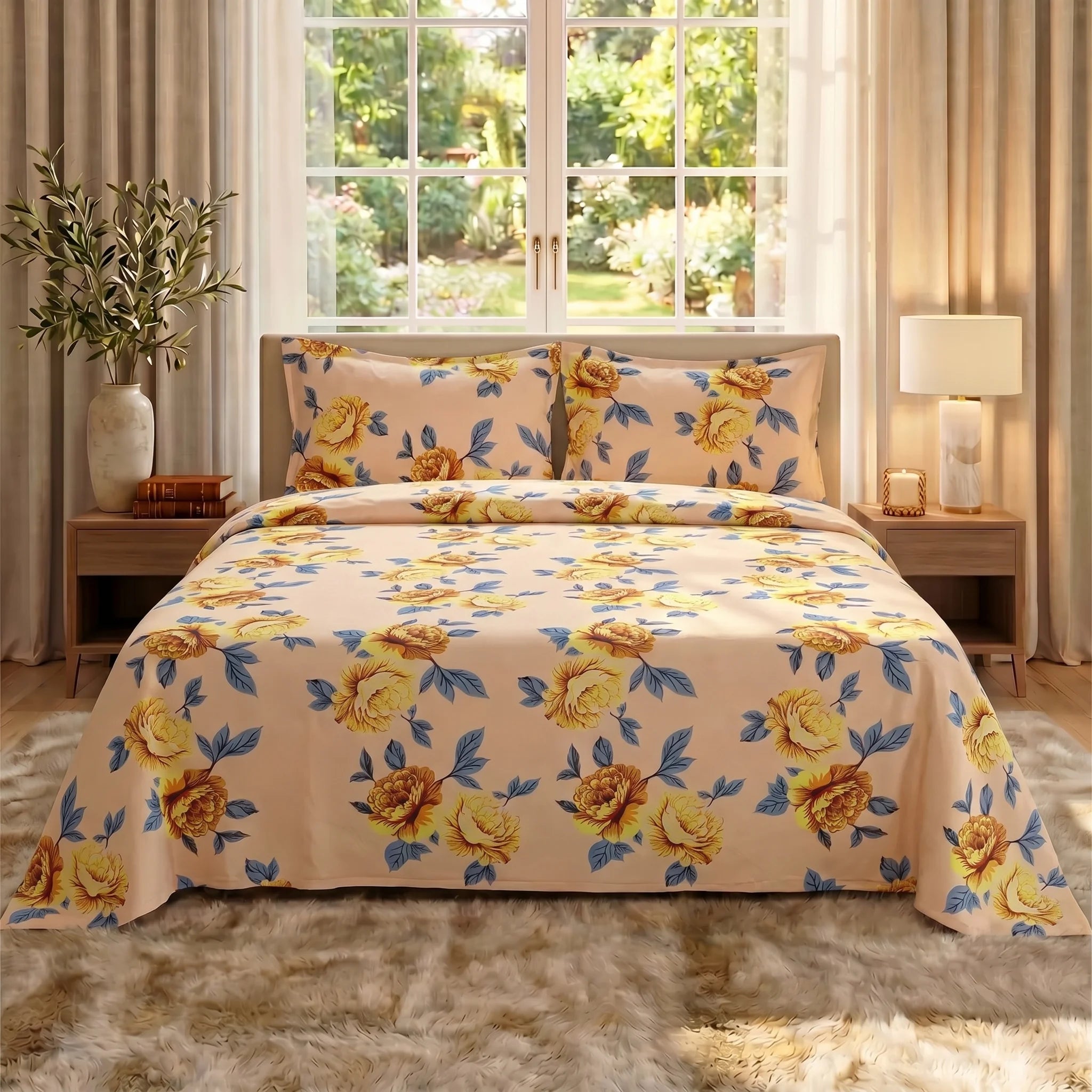 Amber Blossom Premium Bedsheet