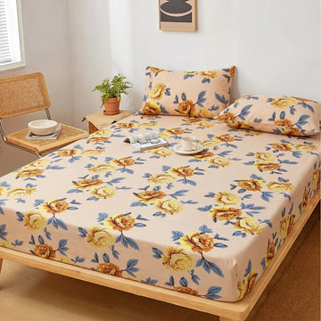 Amber Blossom Premium Fitted Sheet Set