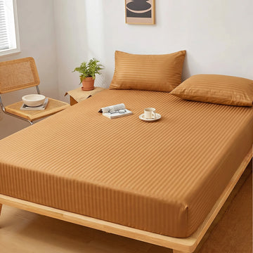 Amber Copper Dyed Stripe Fitted Sheet Set