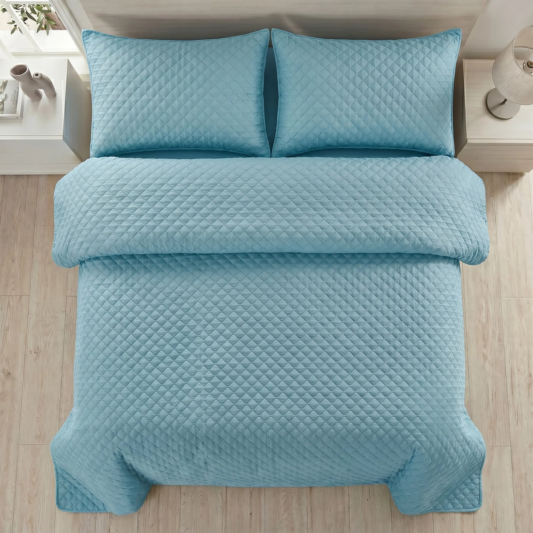 Aqua Breeze Bed Spread Set — 3 PCS | Dyed