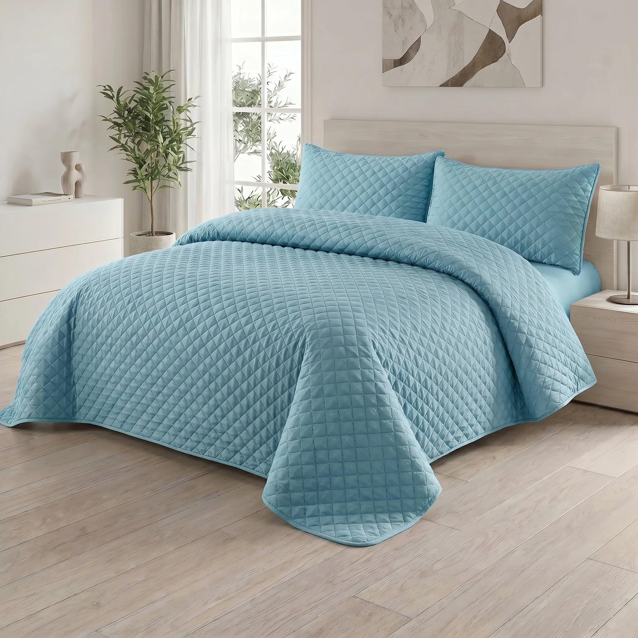 Aqua Breeze Bed Spread Set — 3 PCS | Dyed
