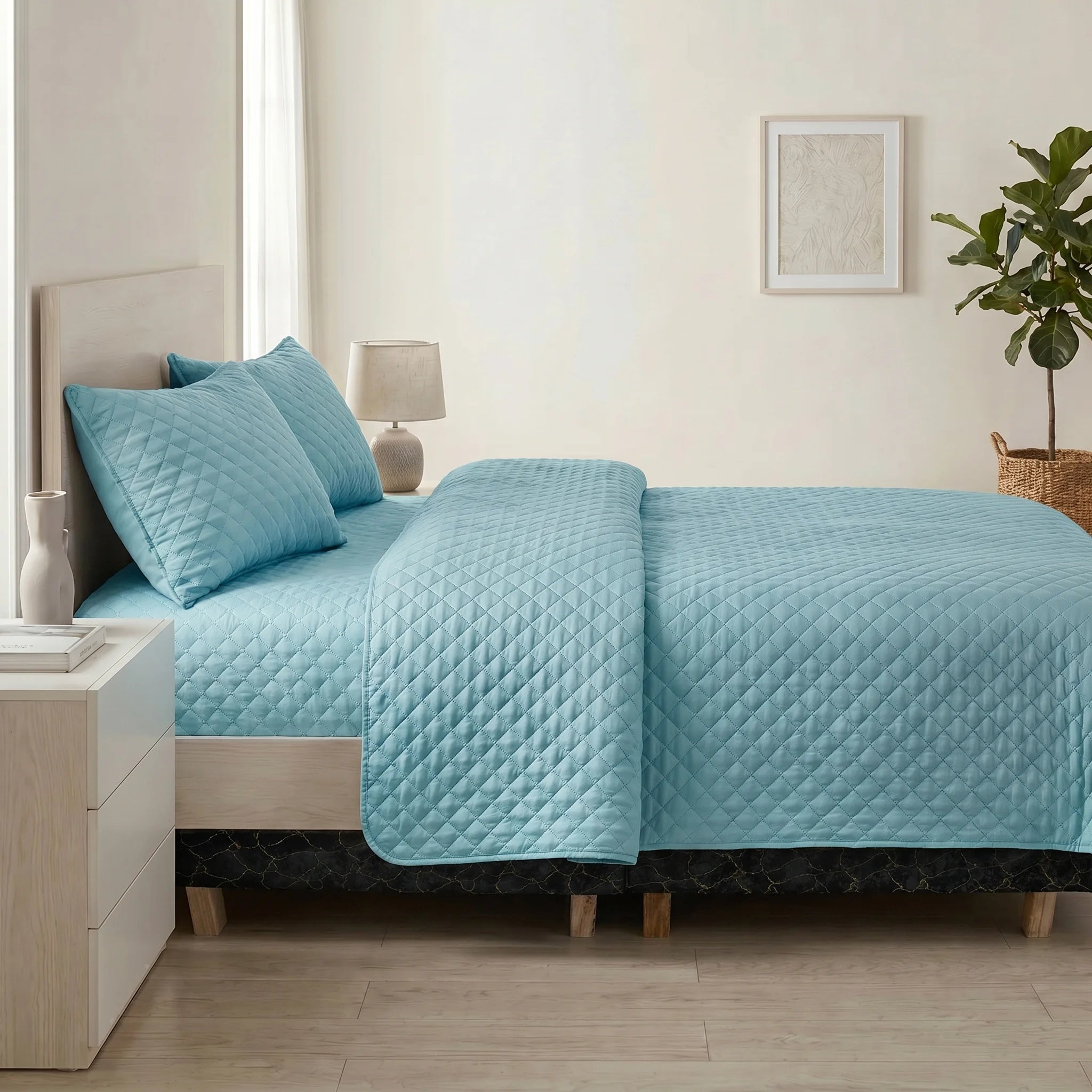 Aqua Breeze Bed Spread Set — 3 PCS | Dyed