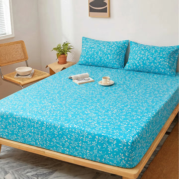 Aqua Vine Premium Fitted Sheet Set