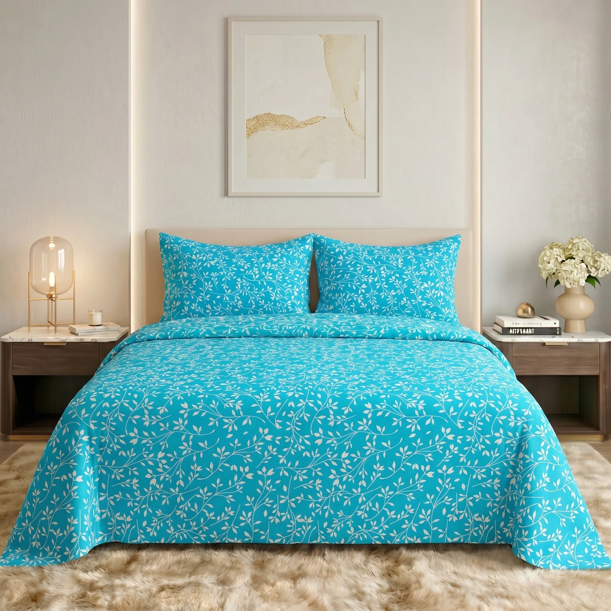 Aqua Vine Serenity Premium Bedsheet