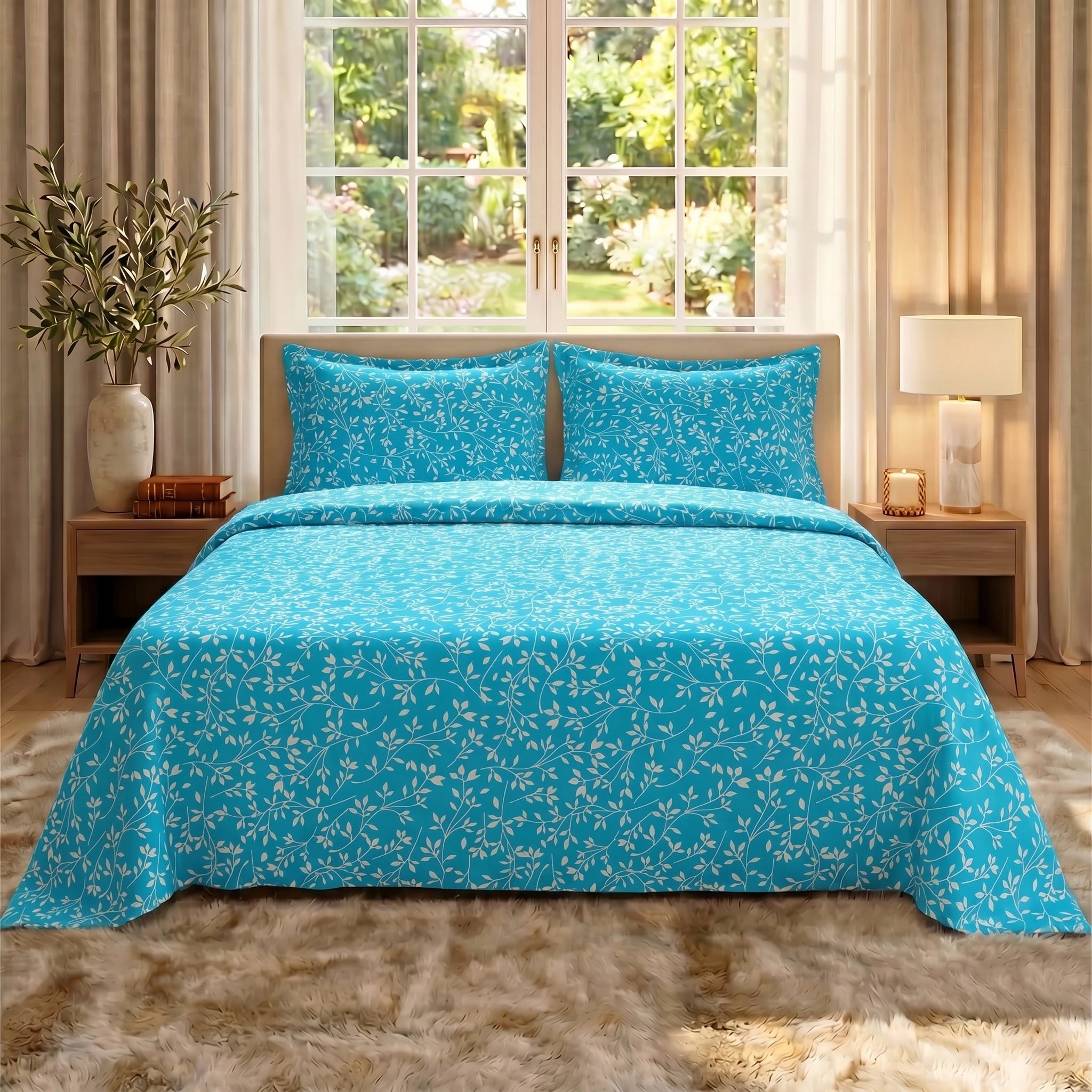 Aqua Vine Serenity Premium Bedsheet