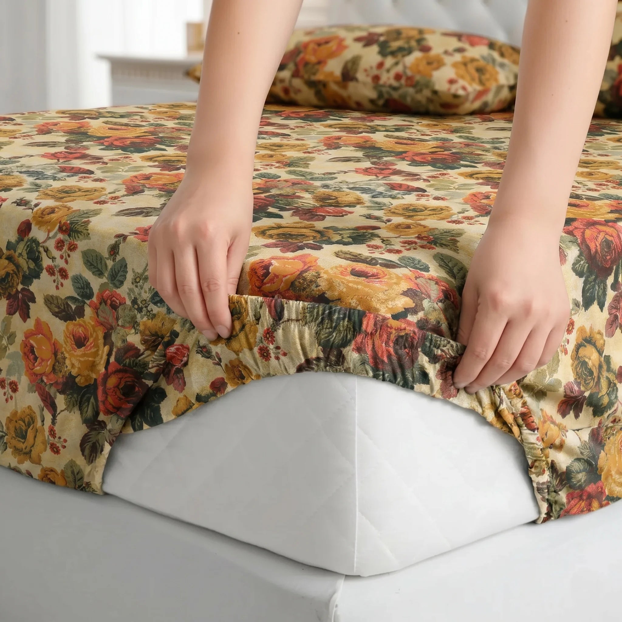 Autumn Rose Premium Fitted Sheet Set