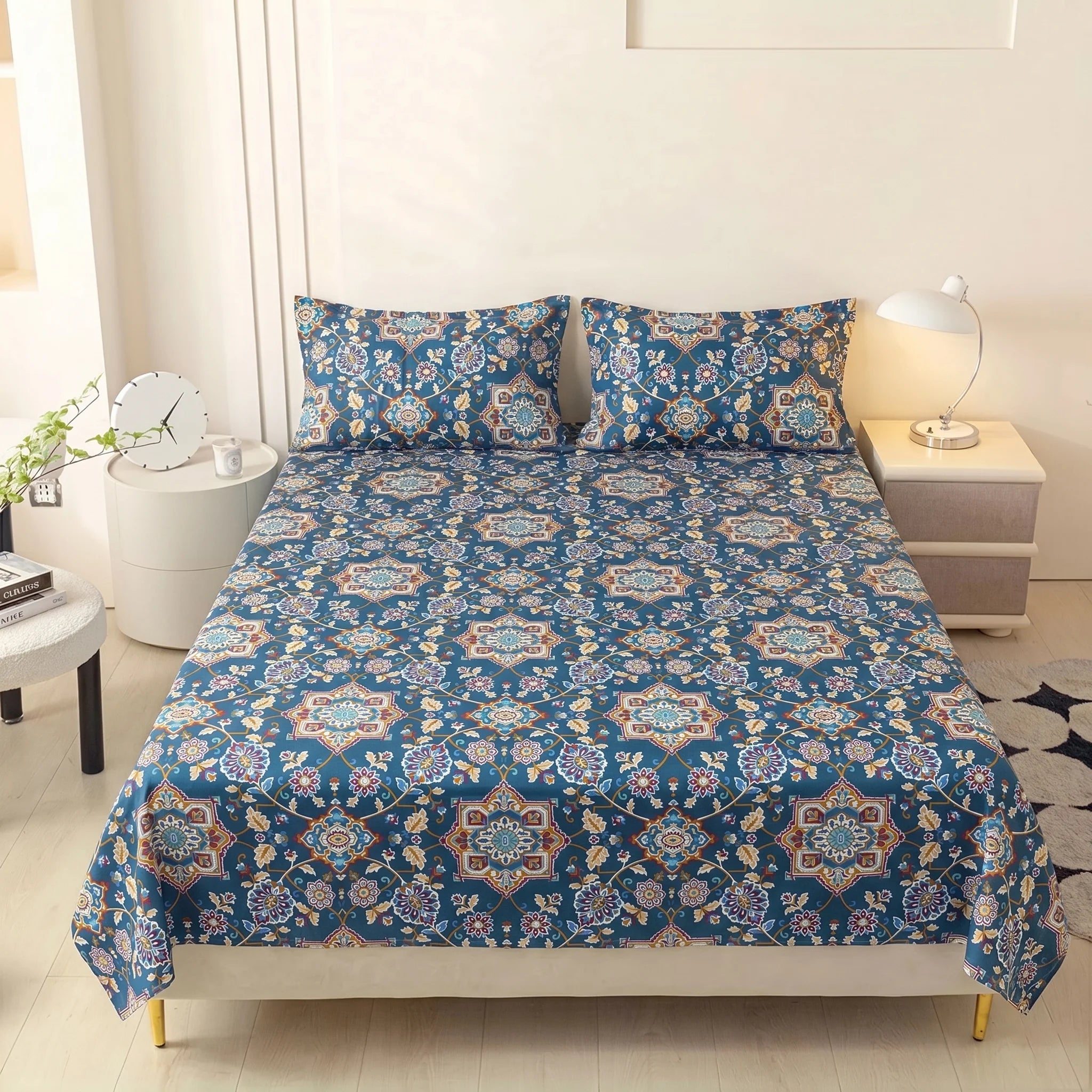 Azure Heritage Premium Cotton Bedsheet
