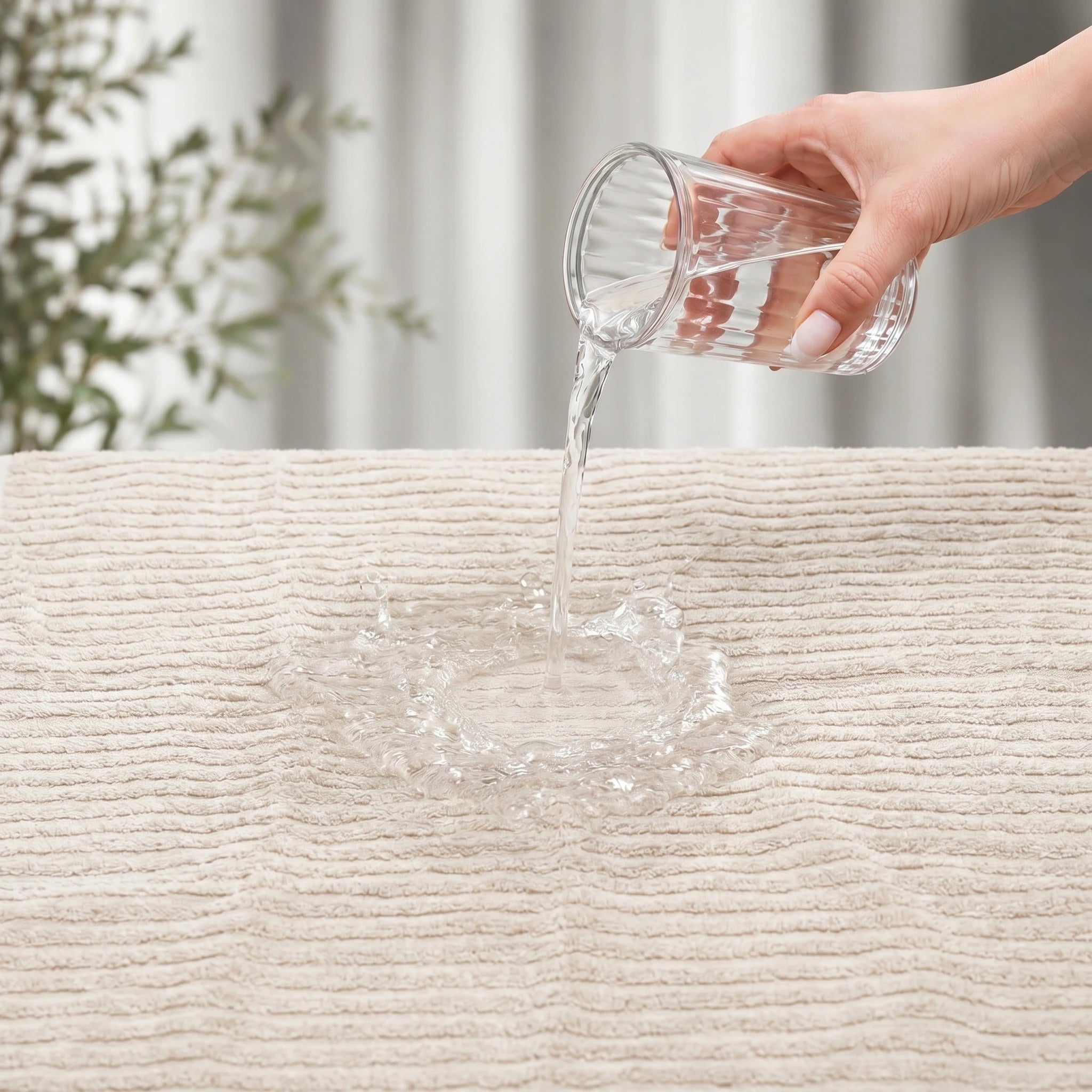 Beige Ribbed Cotton Bath Towel — Modern, Sophisticated & Serene