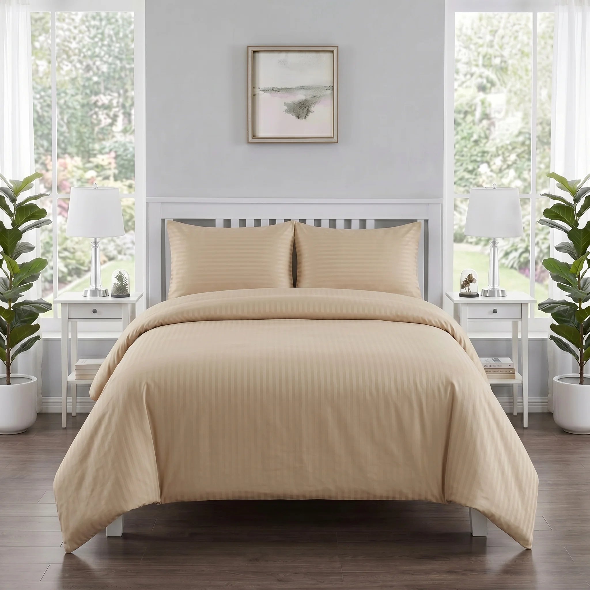 Biscuit Beige Duvet Cover Set — Dyed Stripe