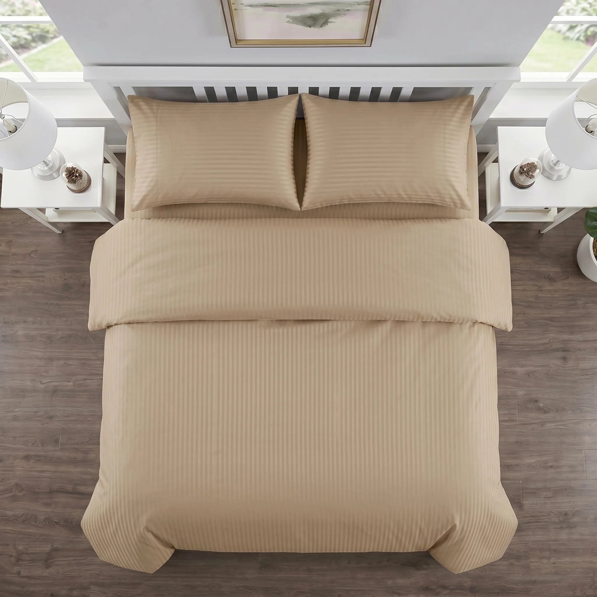 Biscuit Beige Duvet Cover Set — Dyed Stripe
