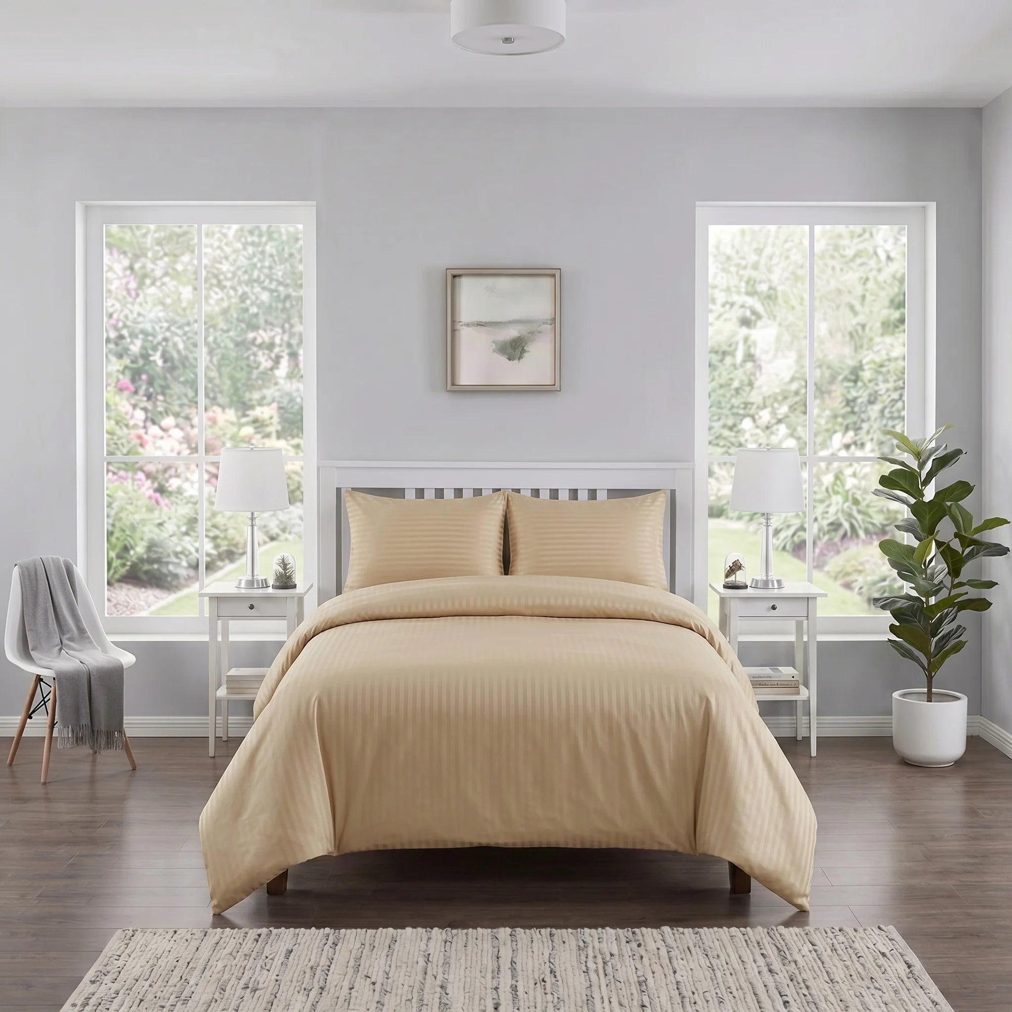 Biscuit Beige Duvet Cover Set — Dyed Stripe