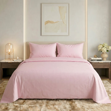 Blush Pink Dyed Stripe Bedsheet Set