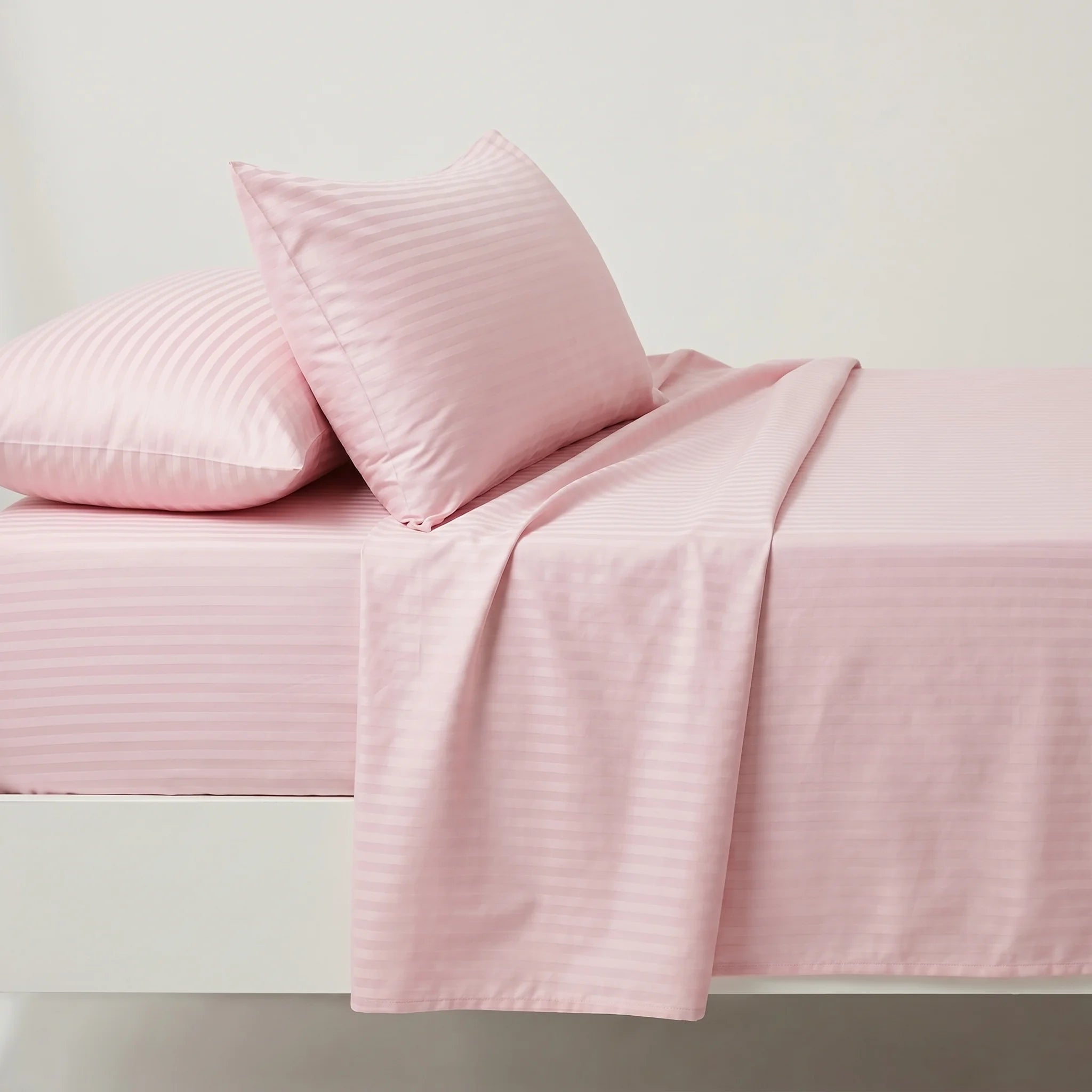 Blush Pink Dyed Stripe Bedsheet Set