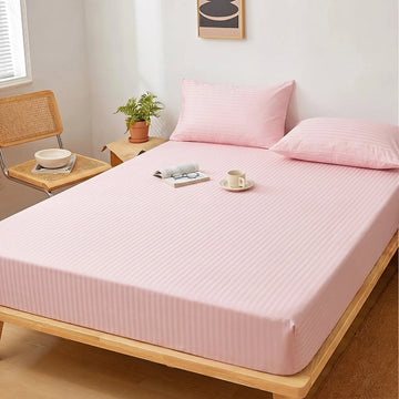 Blush Pink Dyed Stripe Fitted Sheet Set