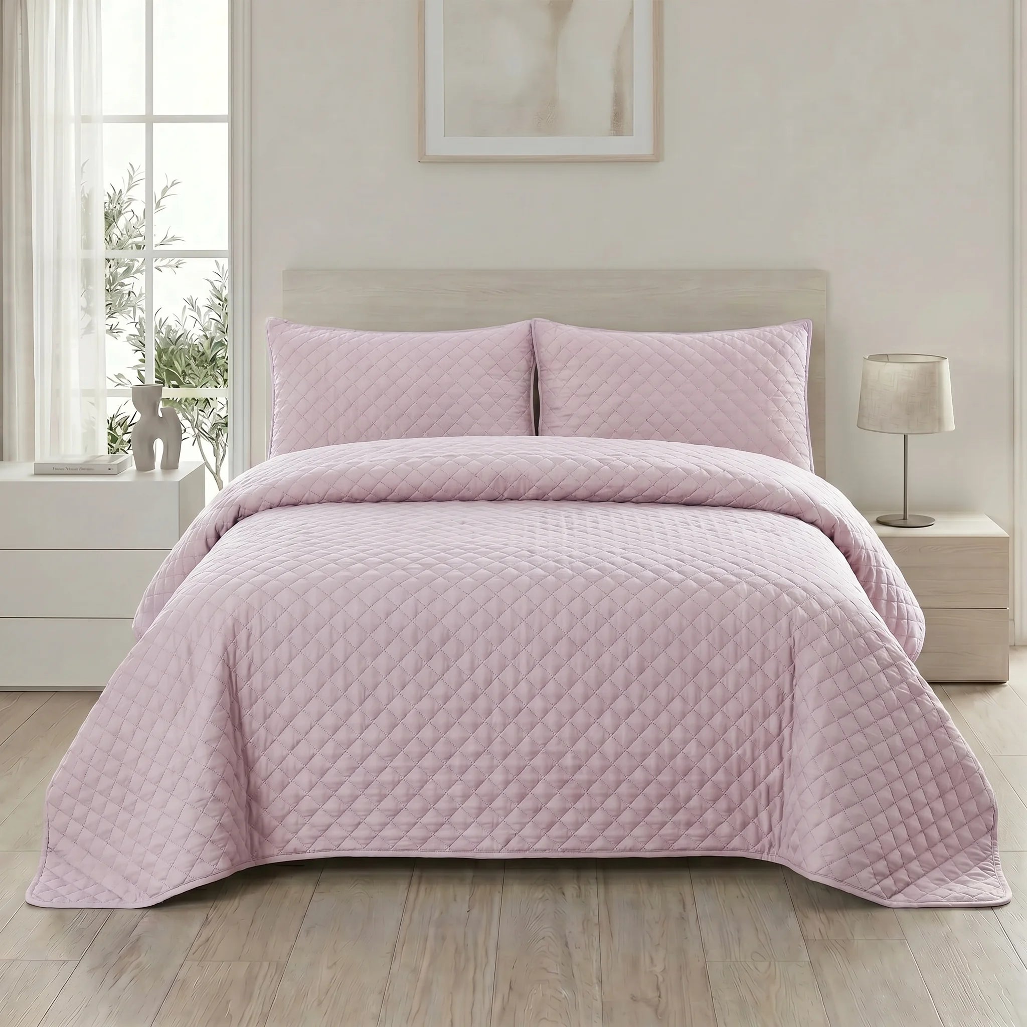 Blush Rose Bed Spread Set — 3 PCS | Dyed