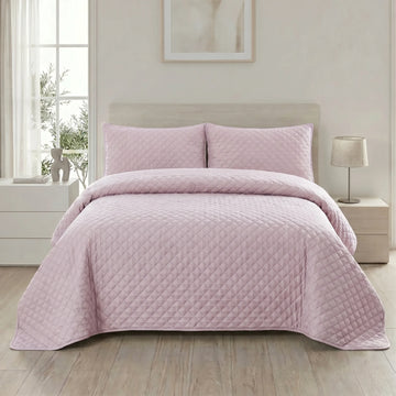 Blush Rose Bed Spread Set — 3 PCS | Dyed