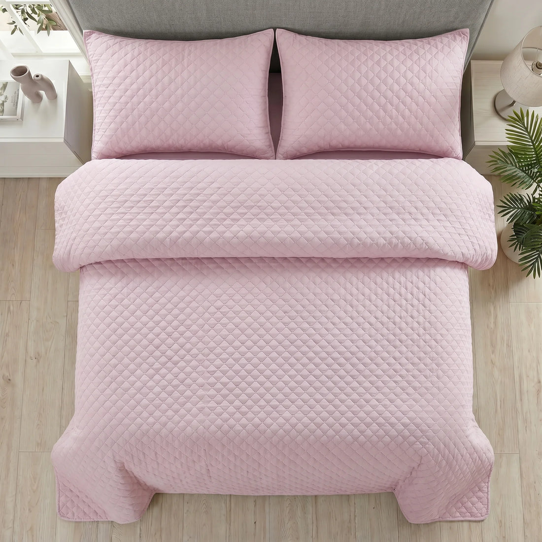 Blush Rose Bed Spread Set — 3 PCS | Dyed