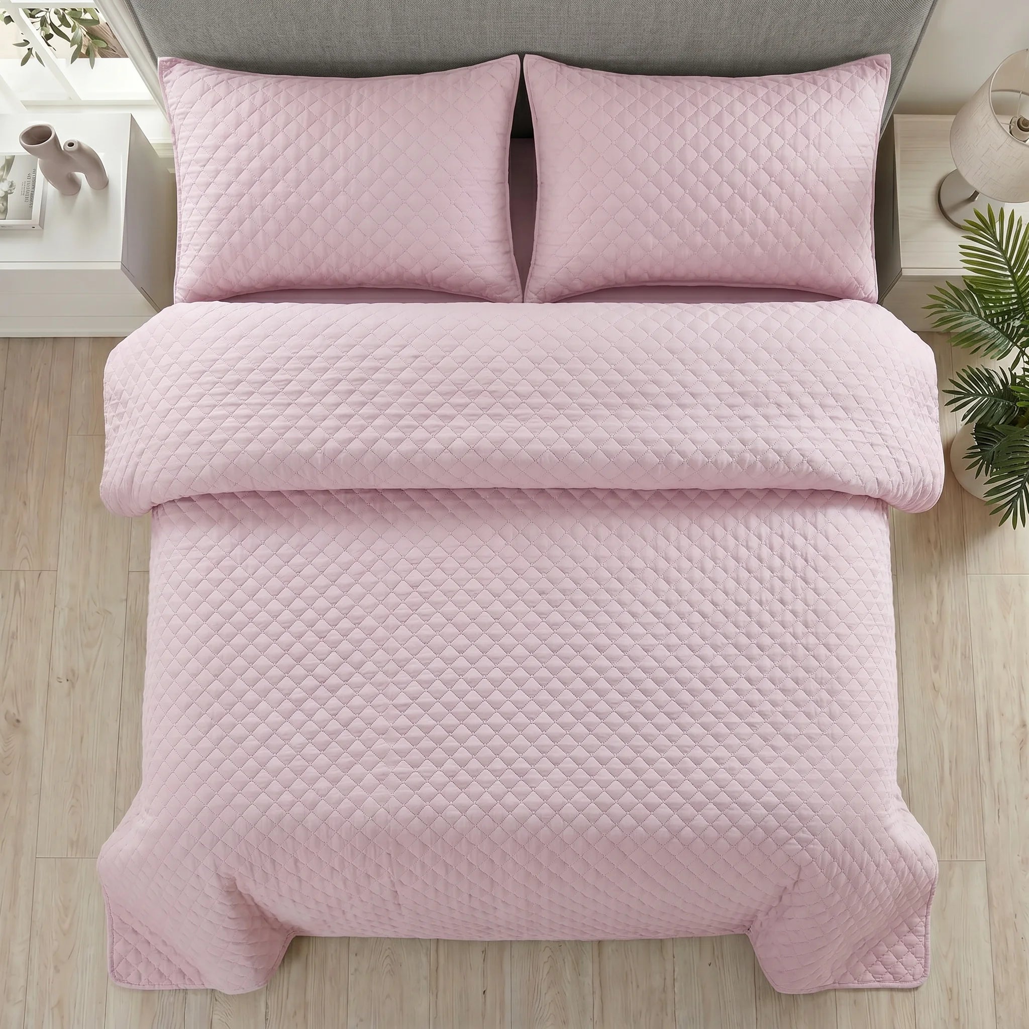 Blush Rose Bed Spread Set — 3 PCS | Dyed