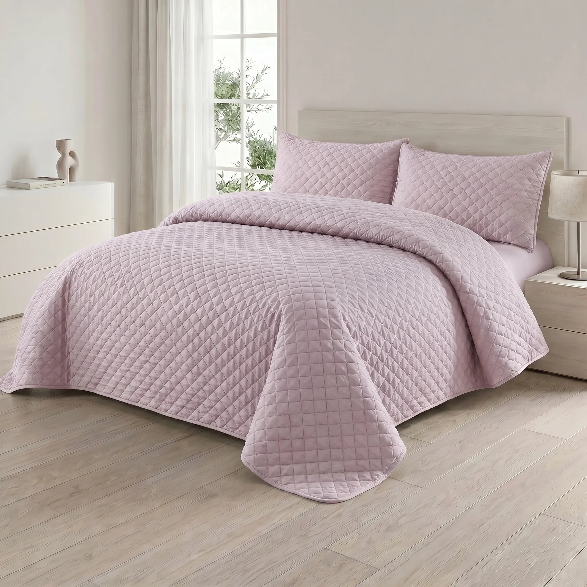 Blush Rose Bed Spread Set — 3 PCS | Dyed