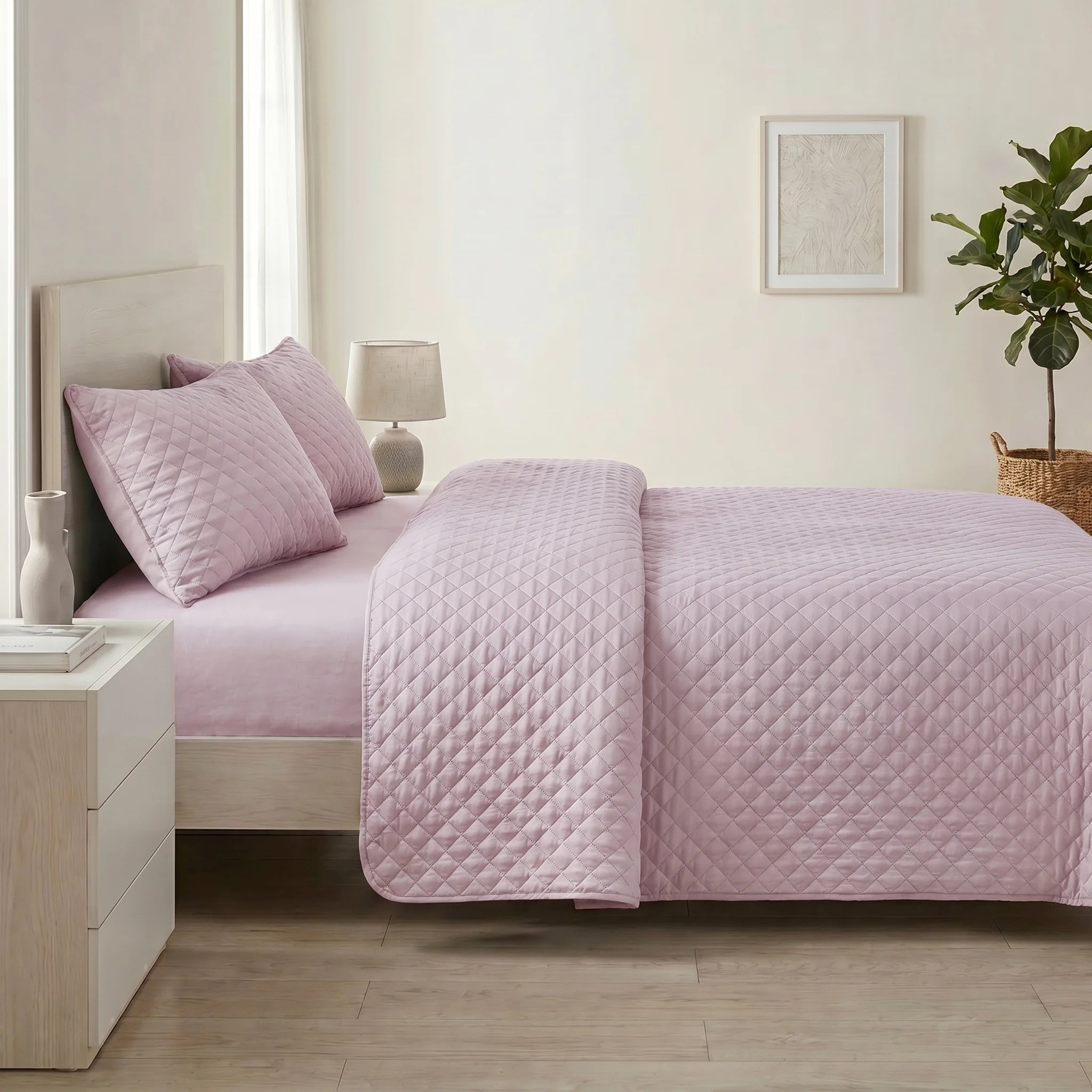 Blush Rose Bed Spread Set — 3 PCS | Dyed