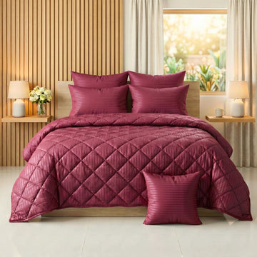 Burgundy Comforter Set — Dyed Stripe