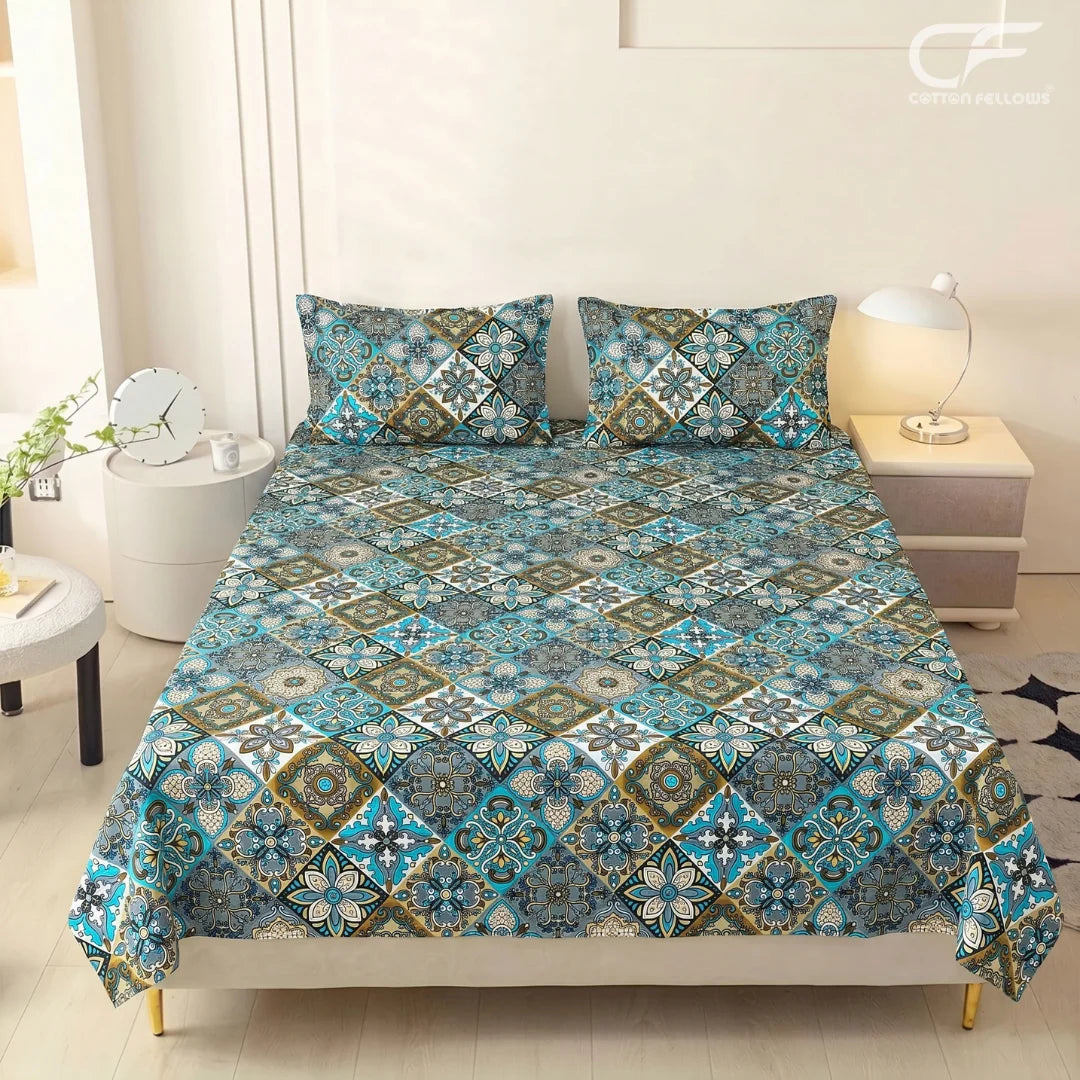 Celestia Mosaic Printed Bedsheet Set