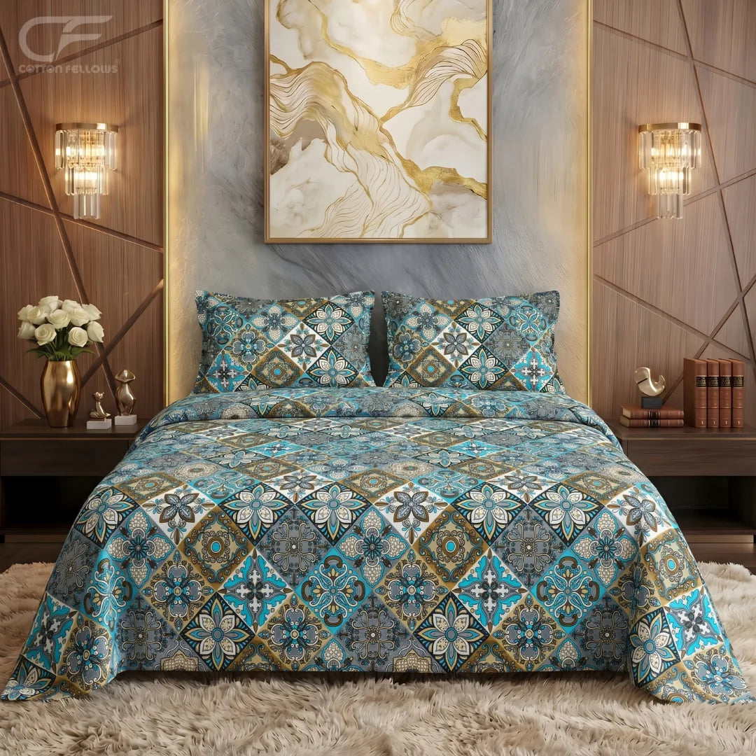 Celestia Mosaic Printed Bedsheet Set