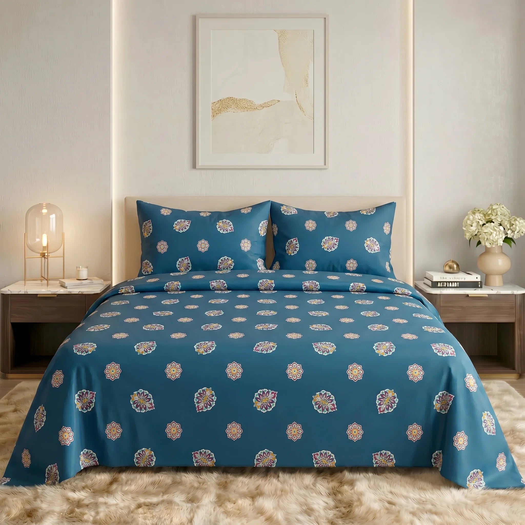 Cerulean Medallion Premium Bedsheet