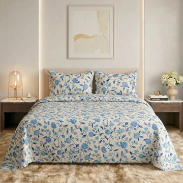 Cerulean Vine Premium Bedsheet