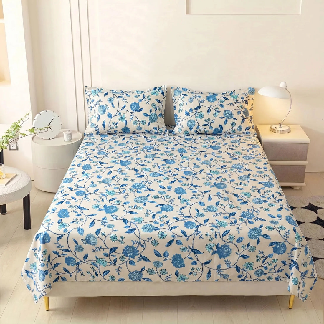 Cerulean Vine Premium Bedsheet
