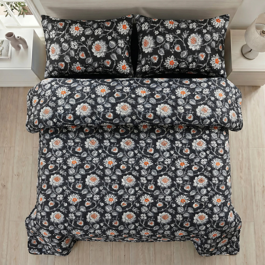 Charcoal Amber Bed Spread Set — 3 PCS