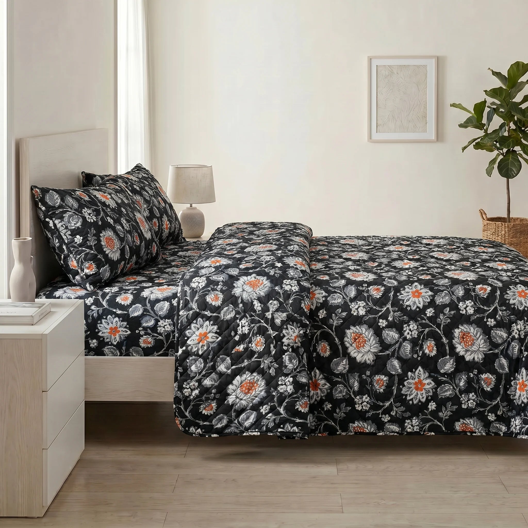 Charcoal Amber Bed Spread Set — 3 PCS