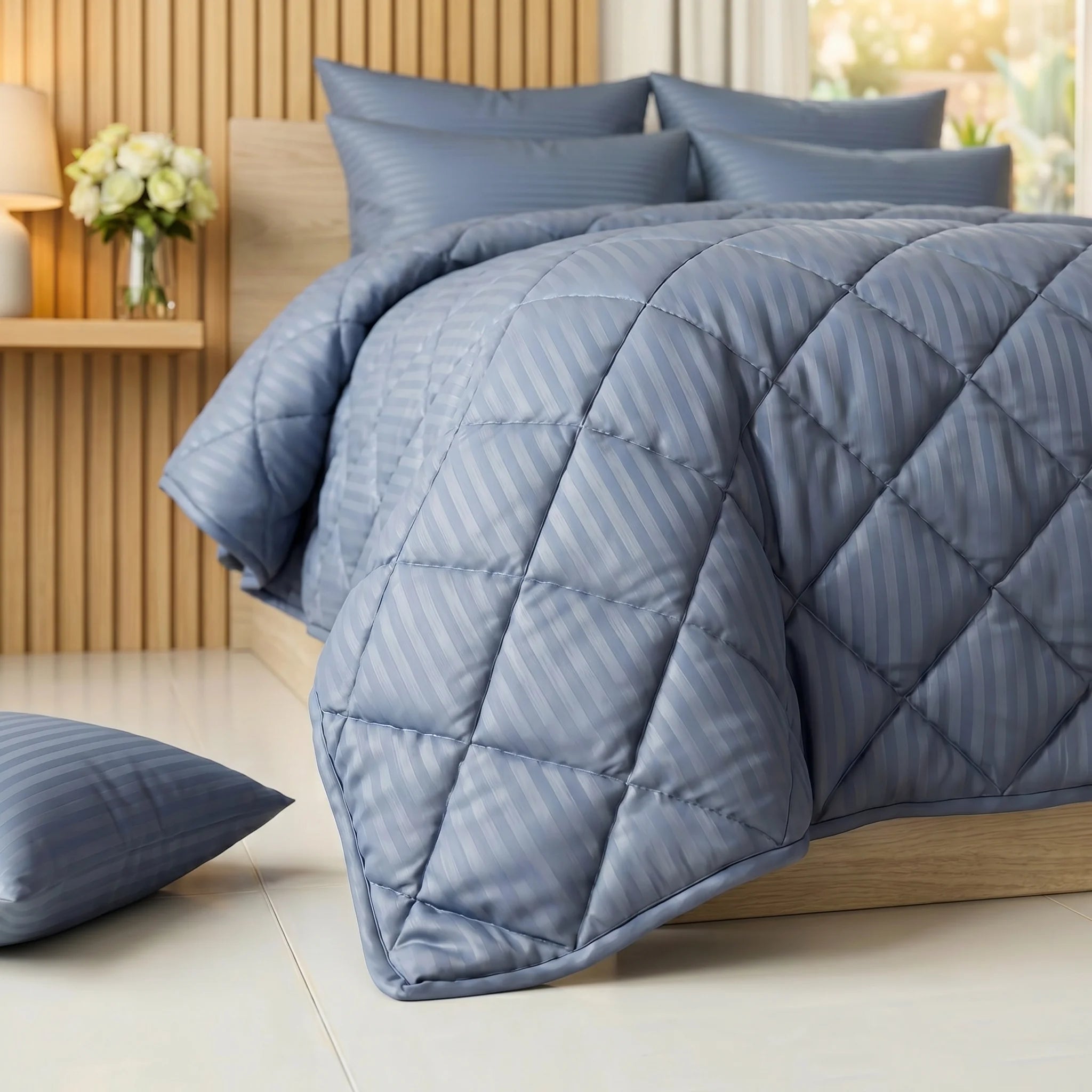 Sapphire Blue Comforter Set  — Dyed Stripe