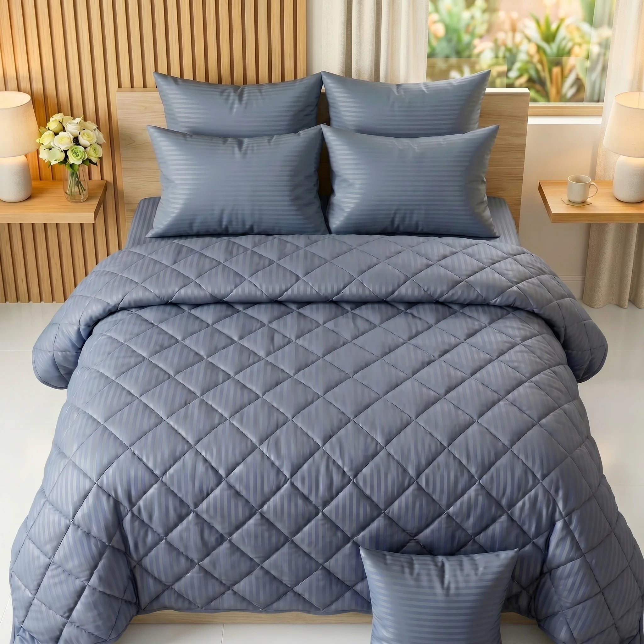 Sapphire Blue Comforter Set  — Dyed Stripe