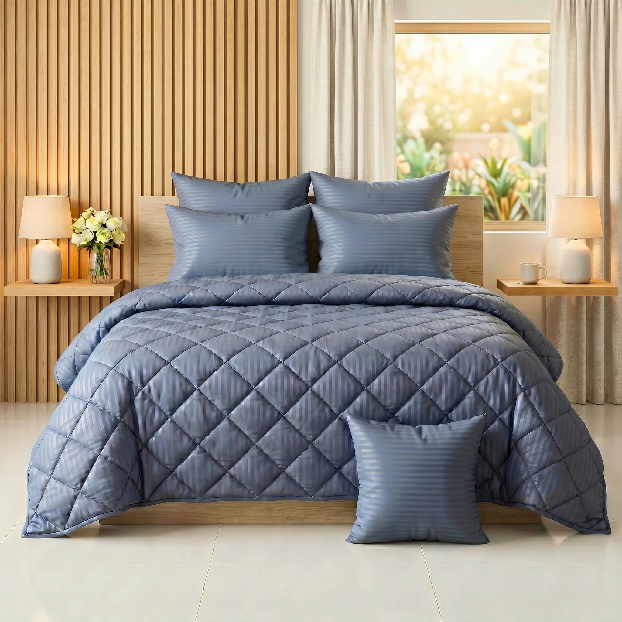 Sapphire Blue Comforter Set  — Dyed Stripe