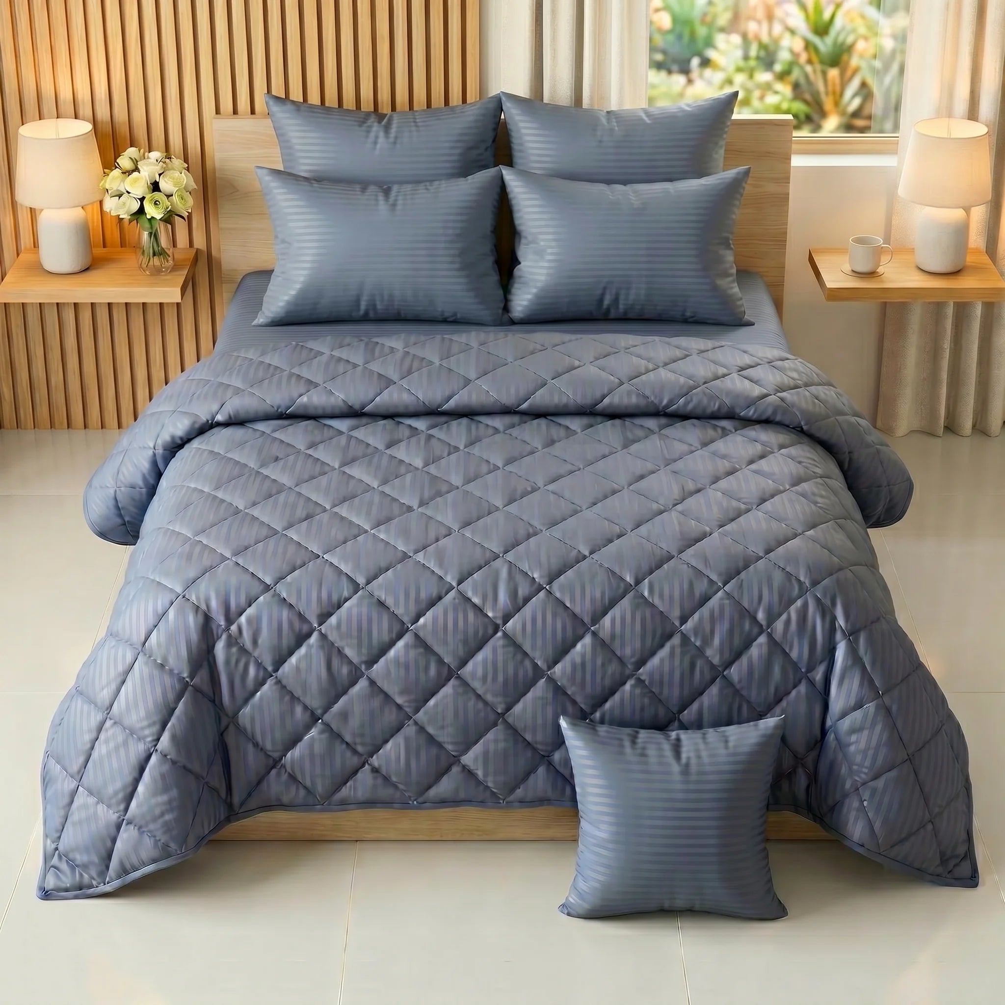 Sapphire Blue Comforter Set  — Dyed Stripe