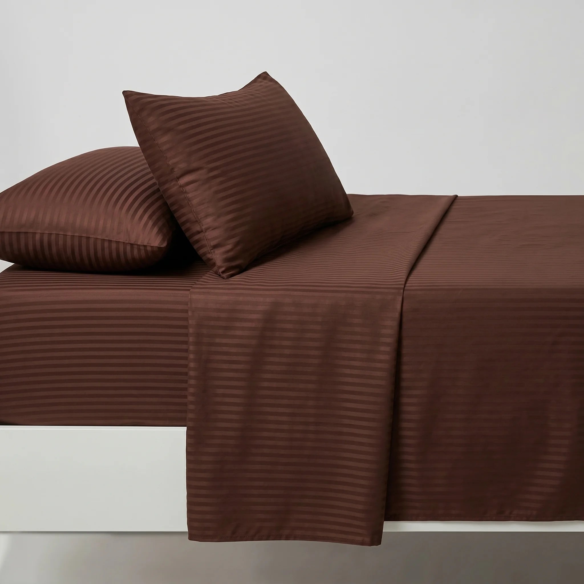 Chocolate Brown Dyed Stripe Bedsheet Set
