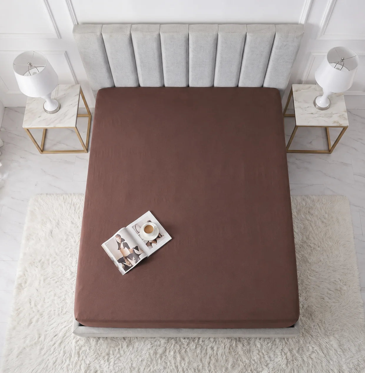 Chocolate Brown Micro Cotton Mattress Cover — With Zipper