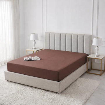 Chocolate Brown Micro Cotton Mattress Cover — With Zipper