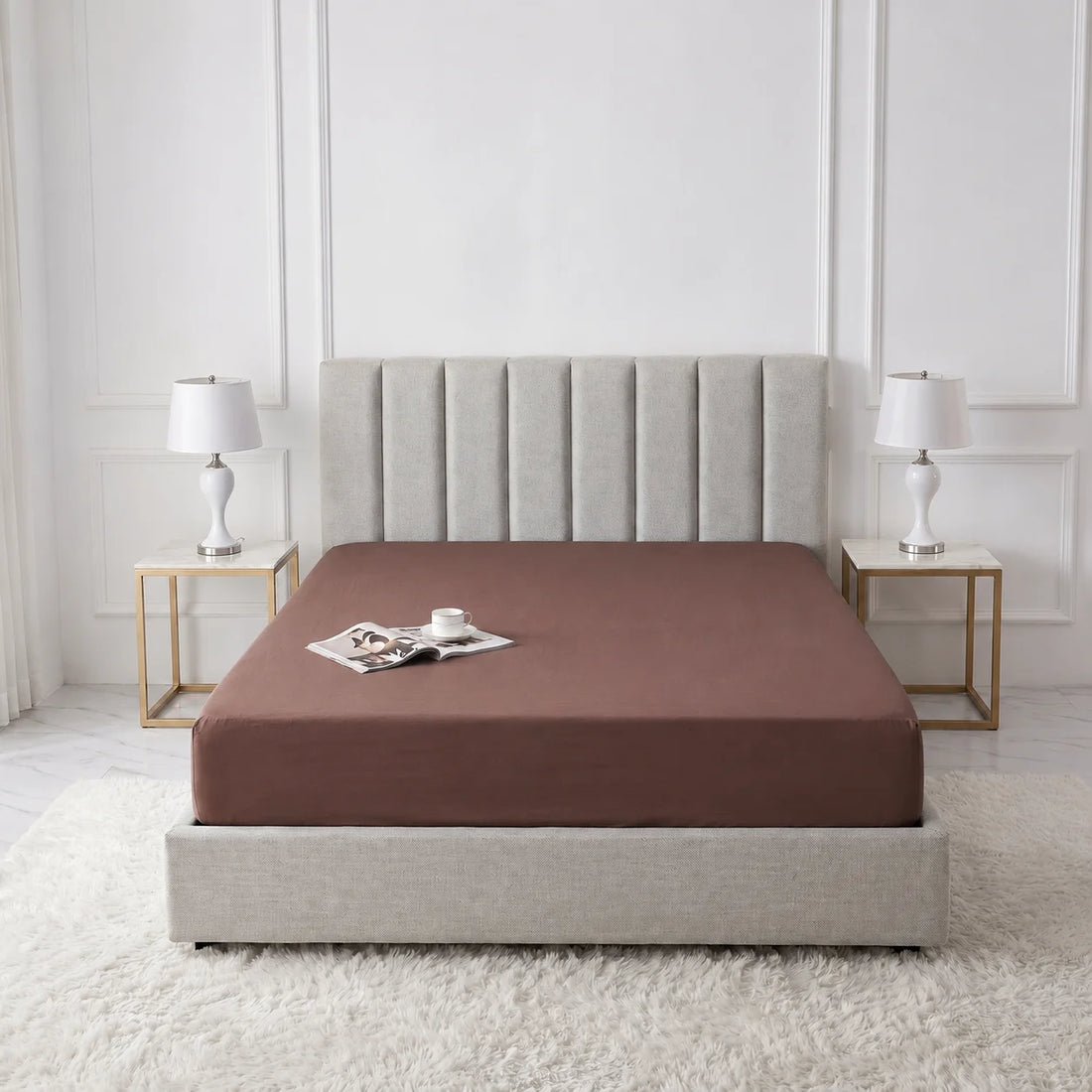Chocolate Brown Micro Cotton Mattress Cover — With Zipper