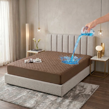 Chocolate Brown Waterproof Mattress Protector — Quilted