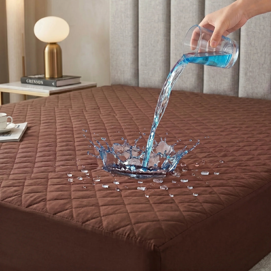 Chocolate Brown Waterproof Mattress Protector — Quilted
