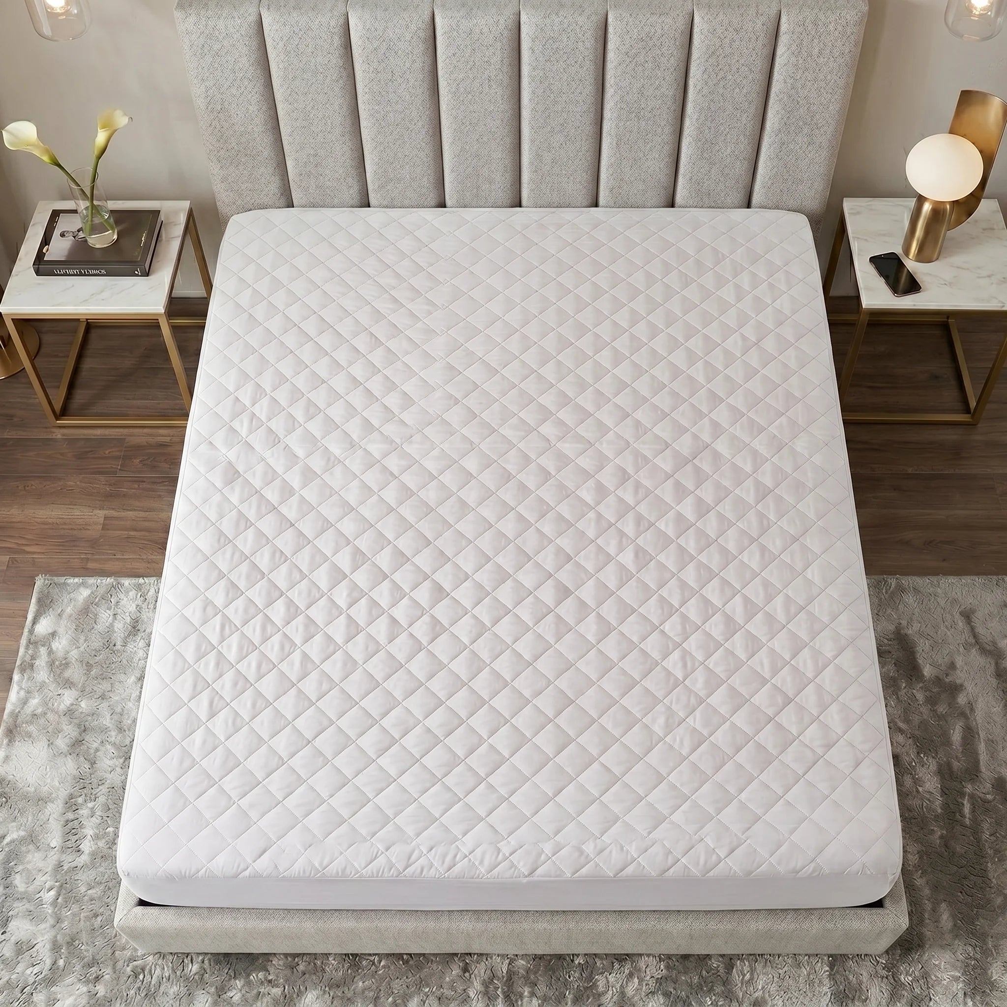 Classic White Waterproof Mattress Protector — Quilted