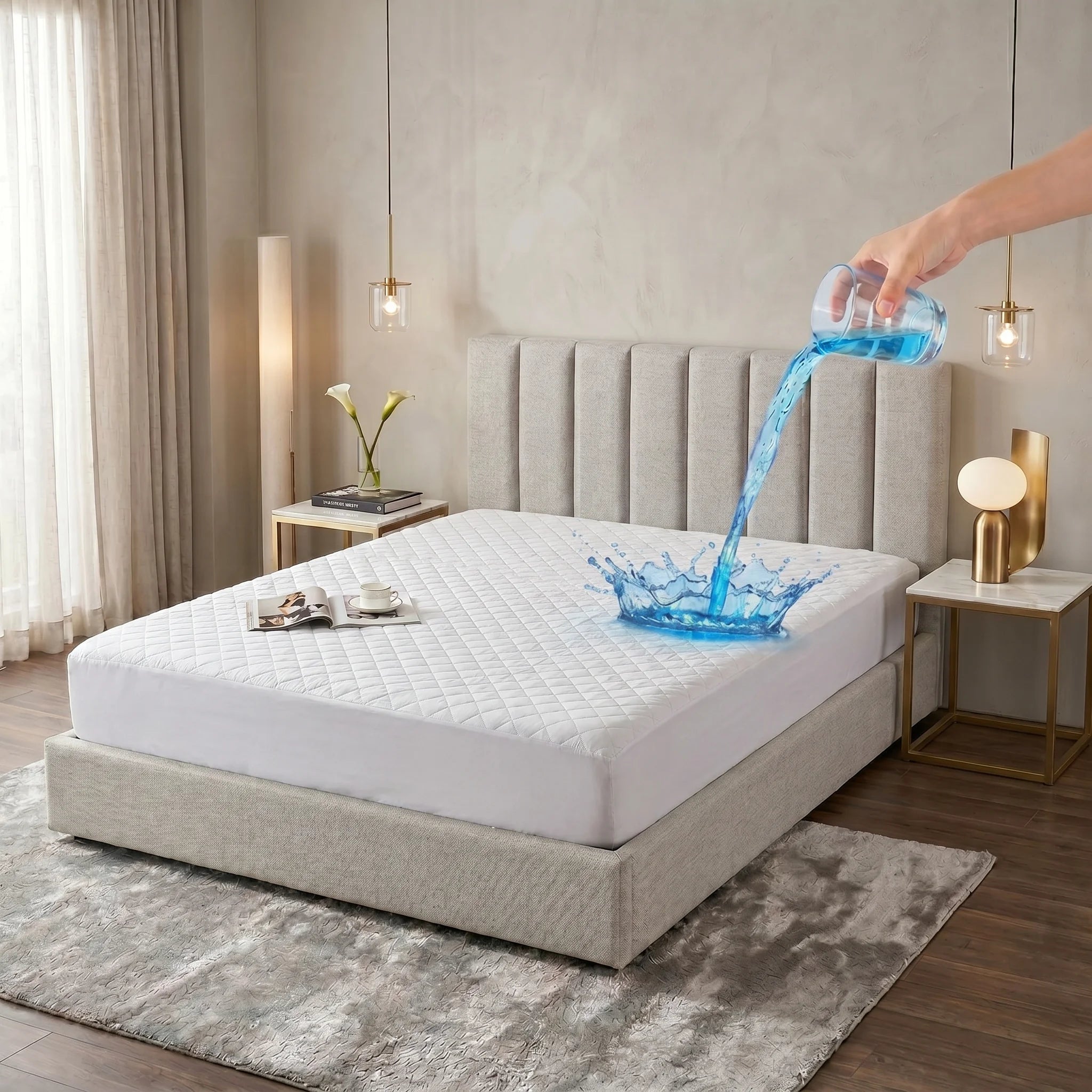 Classic White Waterproof Mattress Protector — Quilted