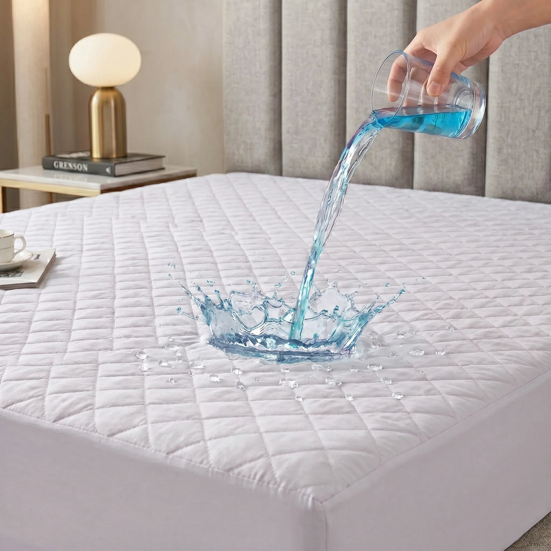 Classic White Waterproof Mattress Protector — Quilted