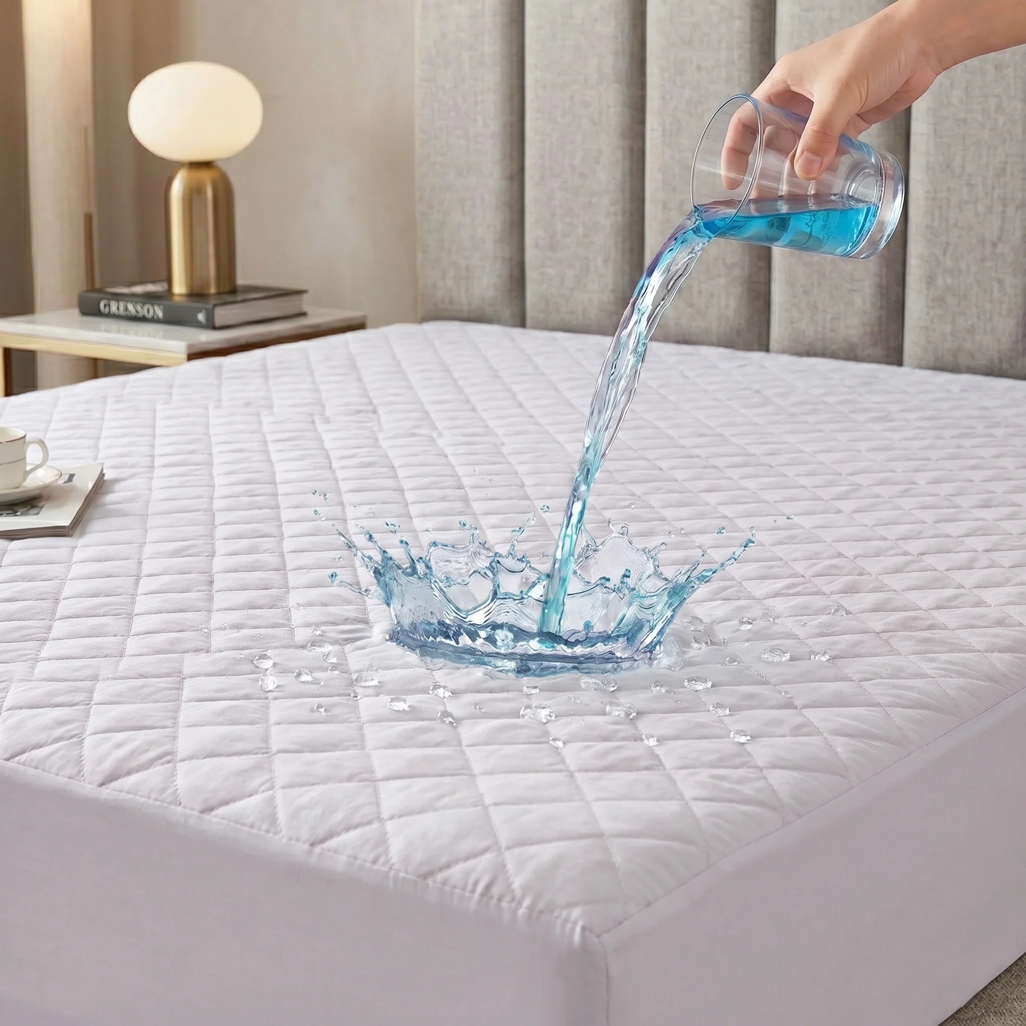 Classic White Waterproof Mattress Protector — Quilted