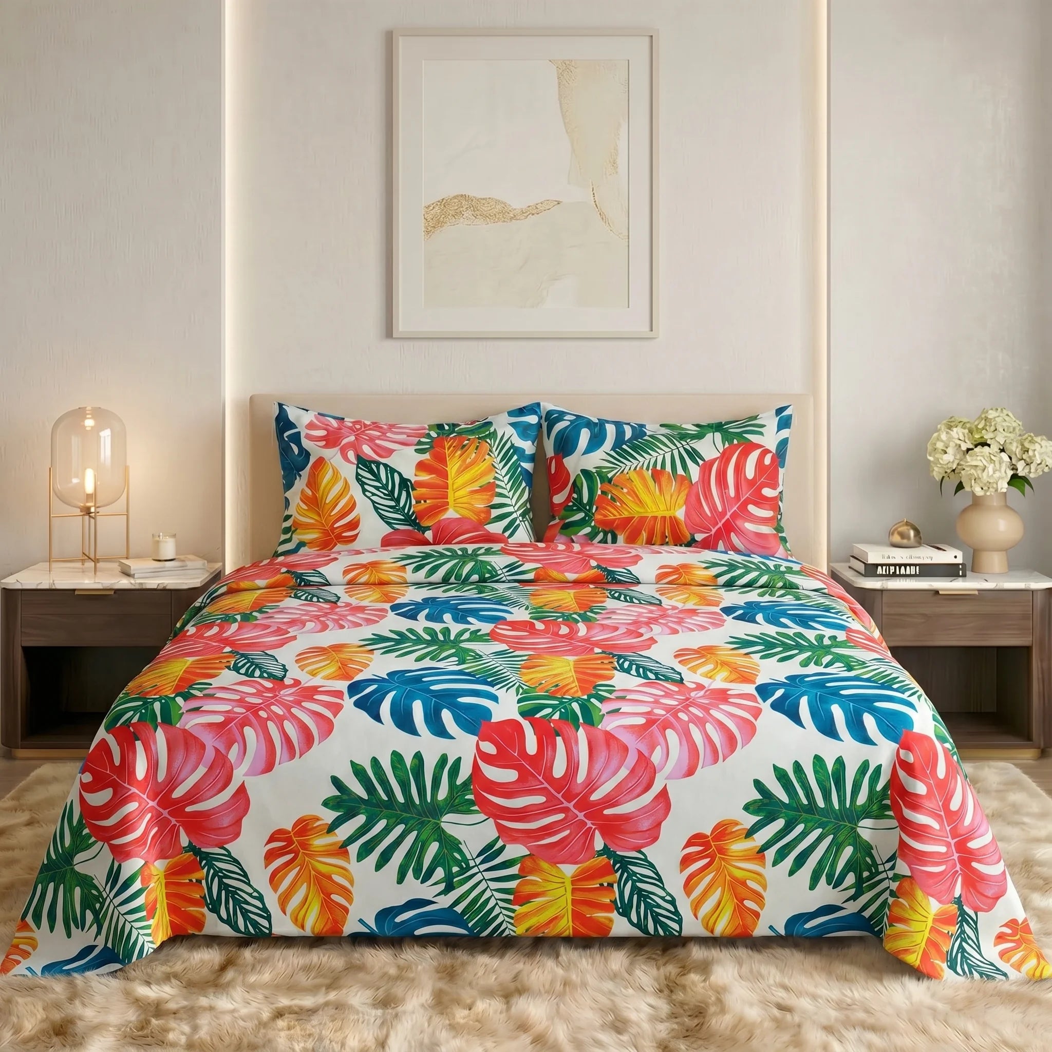 Coral Palm Retreat Premium Bedsheet Set