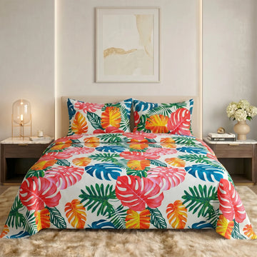 Coral Palm Retreat Premium Bedsheet Set