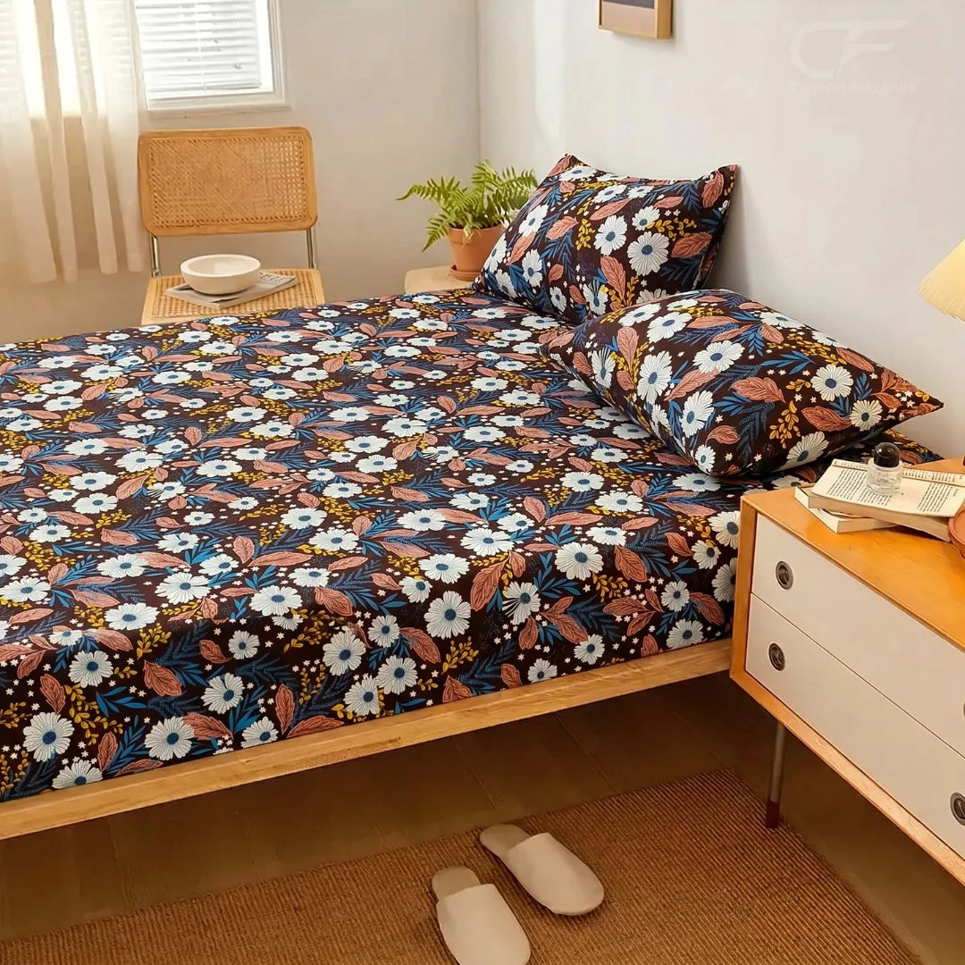 Autumn Daisy Printed Fitted Sheet